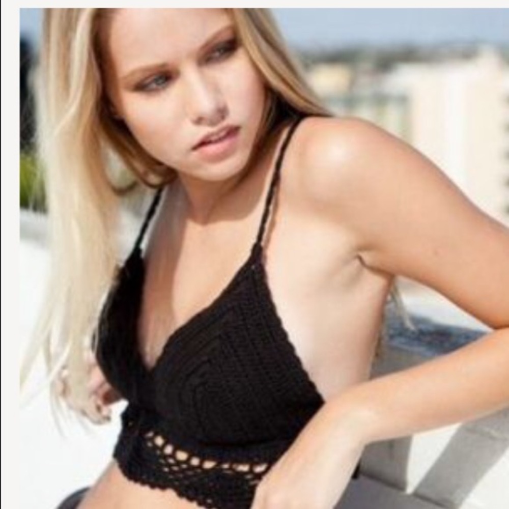 Brandy Melville Tammie Crochet Bralette Honeypunch
